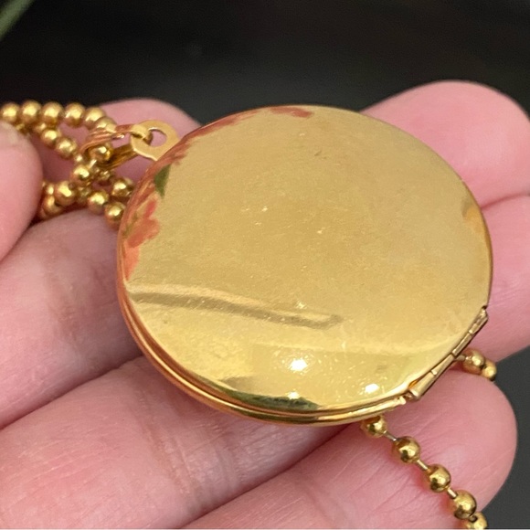 Vintage Unsigned Gold-tone Ball Chain Locket Pendant Necklace - Picture 6 of 15